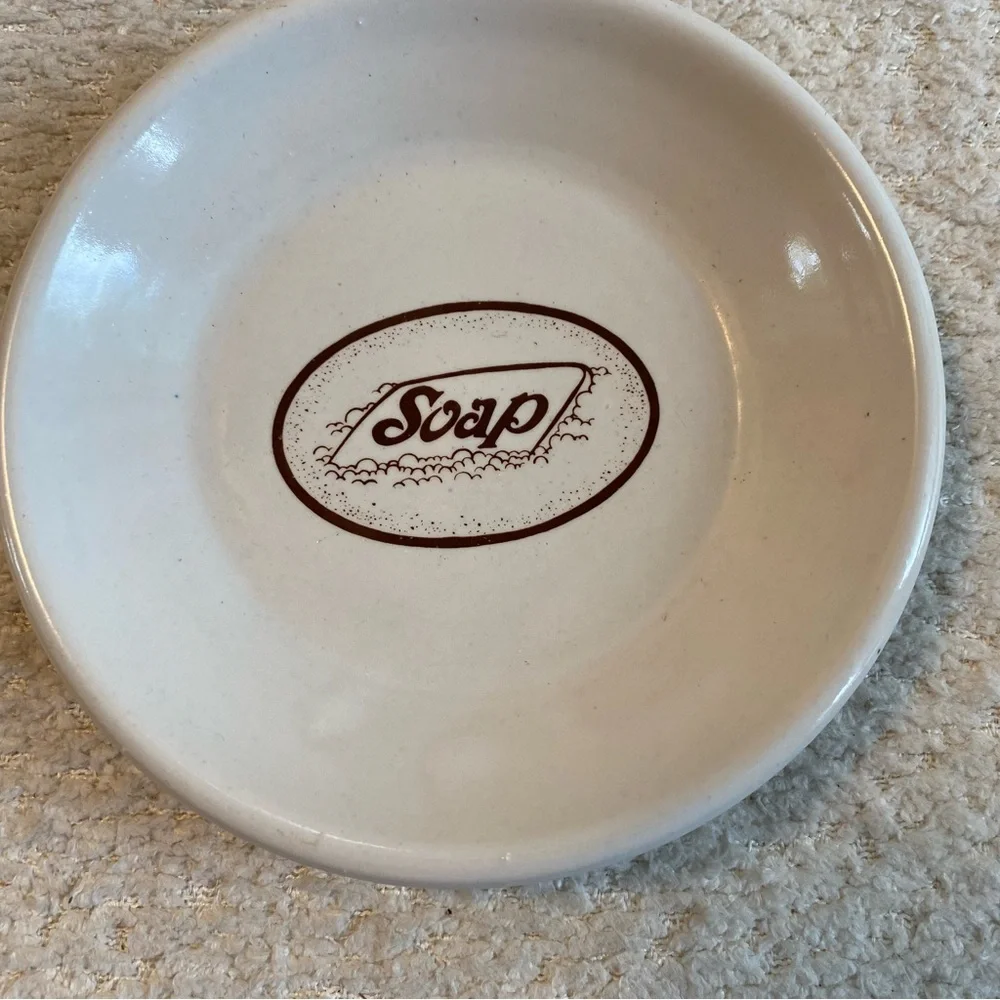 Vintage Round Porcelain Soap Dish 1980’s Bathroom Kitchen Accessory